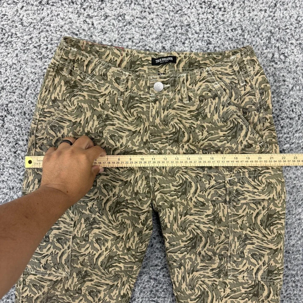 True Religion Pants Mens 30x32 Green Camo Cargo Canvas Flap Pockets Streetwear